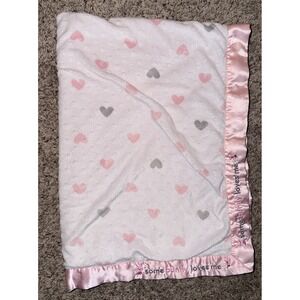 Just Born Some bunny Loves Me Baby Security Lovey Blanket White Pink Minky Dot